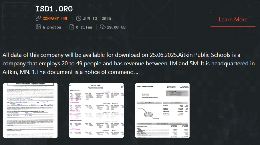 艾特金公立学校成为Qilin勒索软件的受害者-xLab 威胁情报