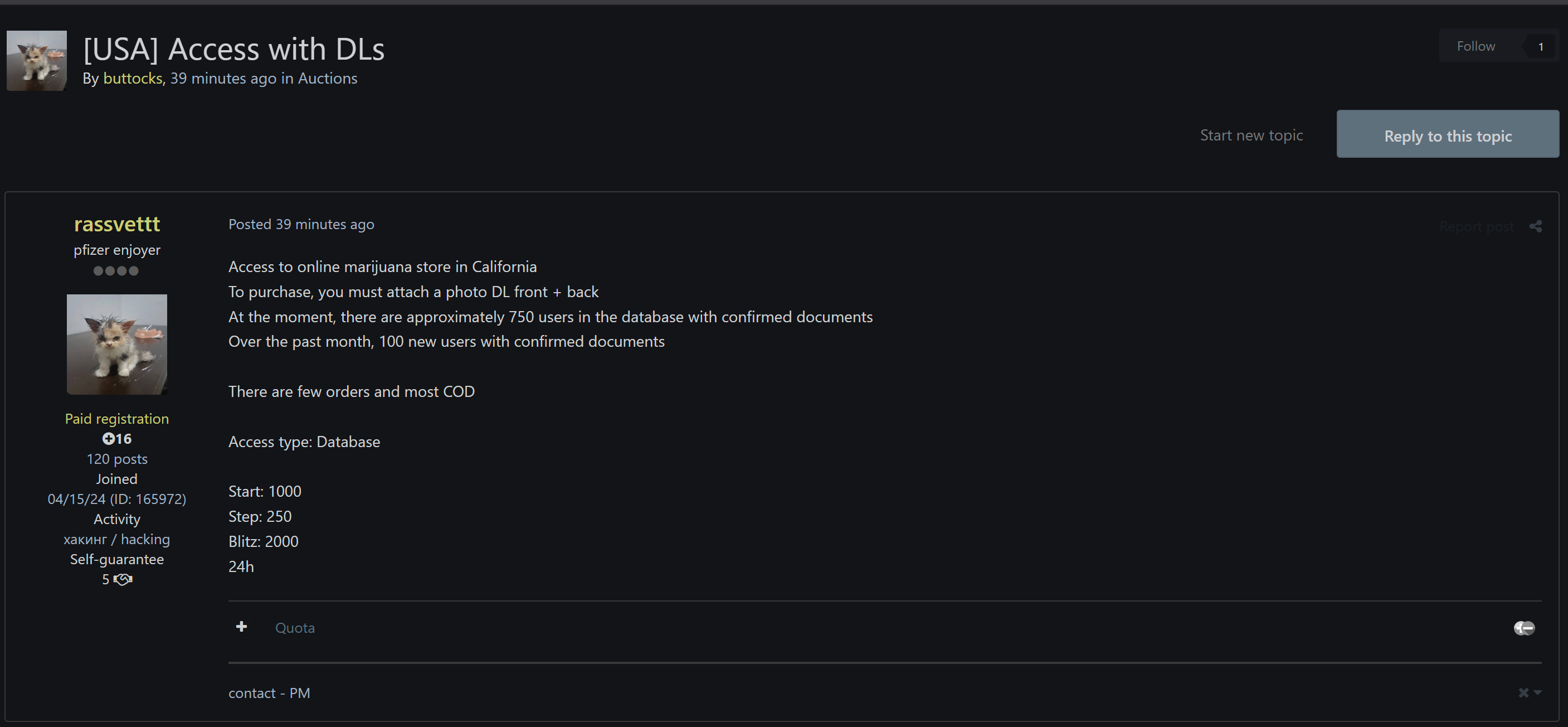 涉嫌从网上大麻商店出售加州驾照记录-xLab 威胁情报