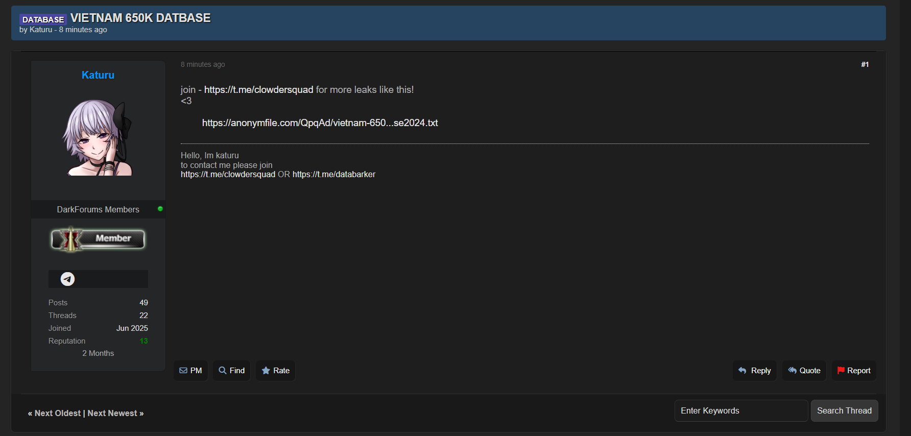 涉嫌出售越南数据库-xLab 威胁情报