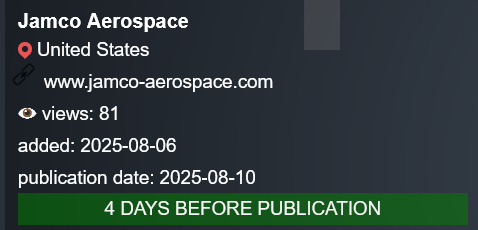 Jamco Aerospace公司成为PLAY勒索软件的受害者-xLab 威胁情报
