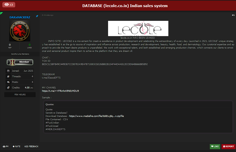 Le Cole涉嫌数据外泄-xLab 威胁情报