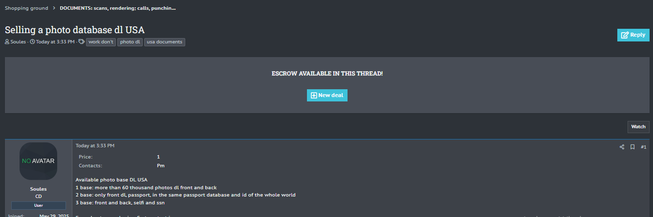 涉嫌出售美国驾照数据库-xLab 威胁情报