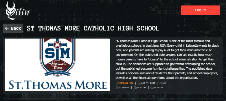 圣托马斯More天主教高中成为Qilin勒索软件的受害者-xLab 威胁情报