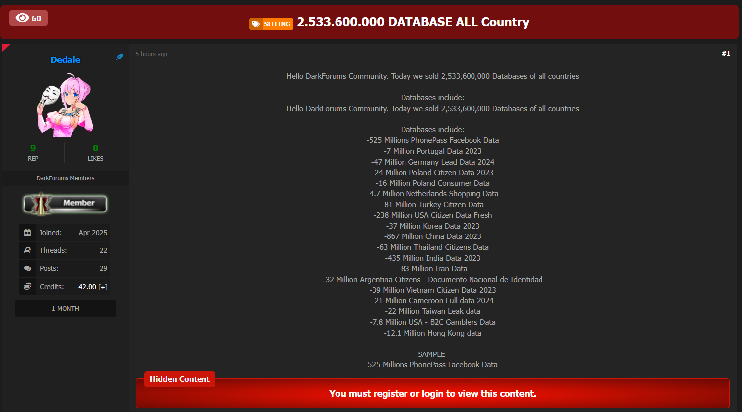 多国涉嫌数据外泄-xLab 威胁情报