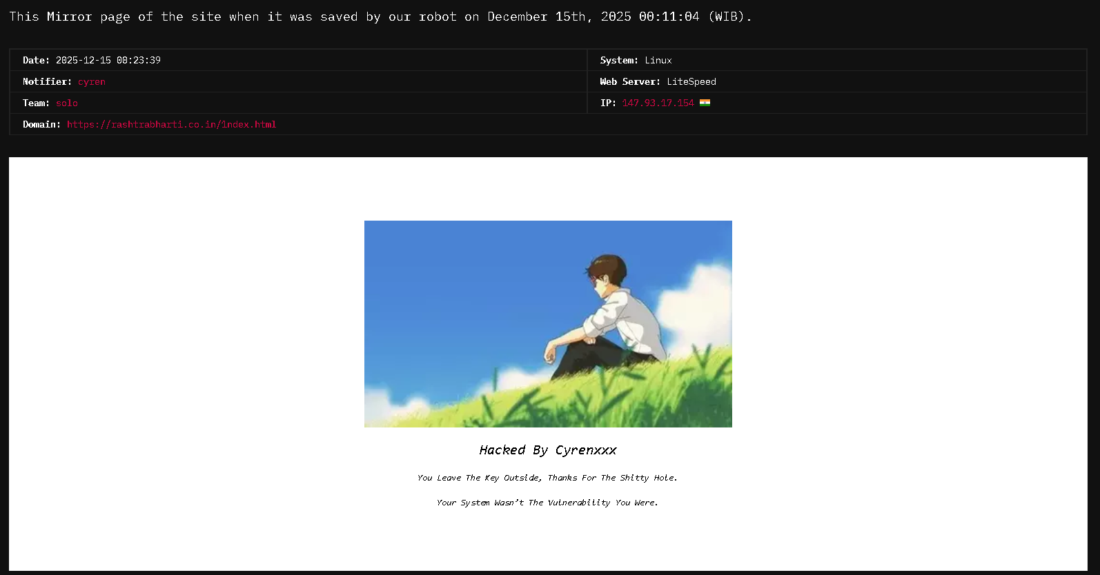 Solo瞄准Rashtra Bharti Inter College网站-xLab 威胁情报