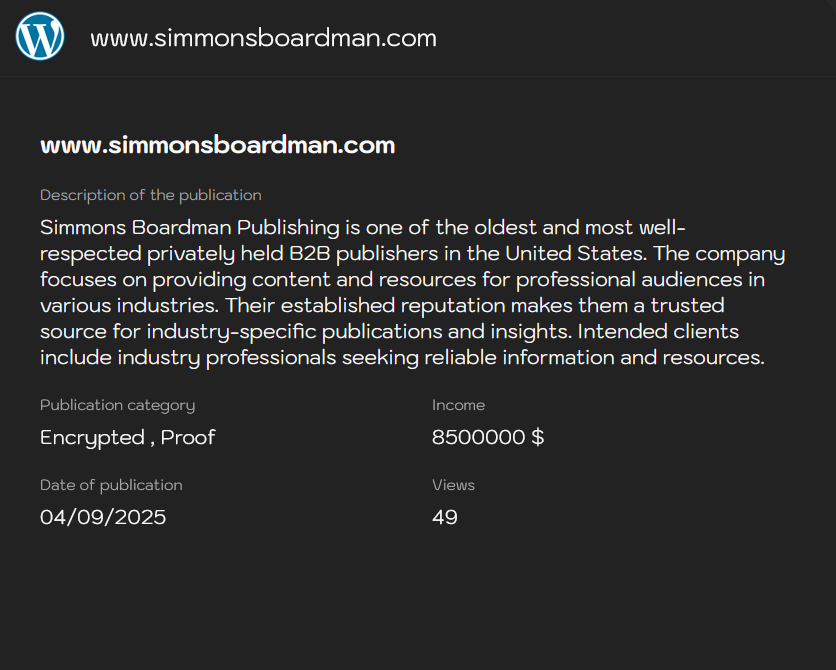 corp西蒙斯-博德曼出版公司。成为LYNX勒索软件受害者-xLab 威胁情报