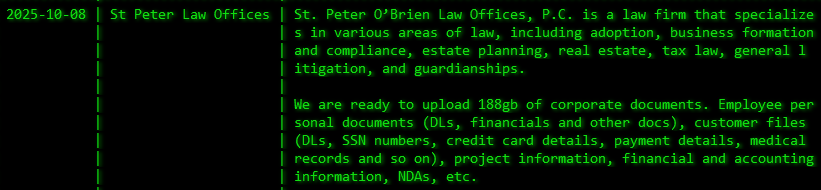 圣彼得奥布莱恩律师事务所,P.C.成为Akira勒索软件的受害者-xLab 威胁情报