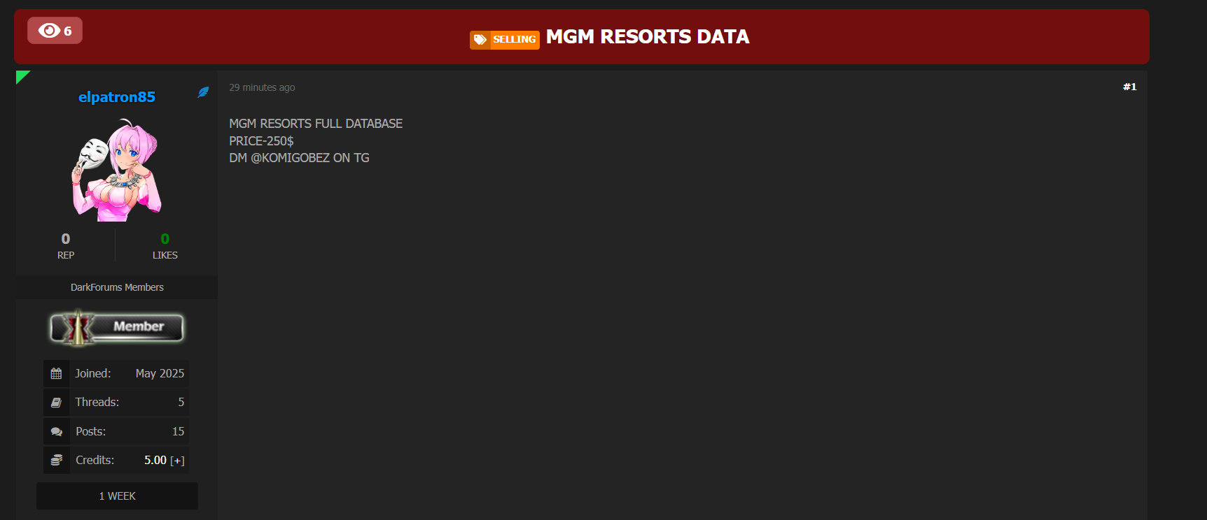 美高梅国际酒店集团涉嫌数据外泄-xLab 威胁情报