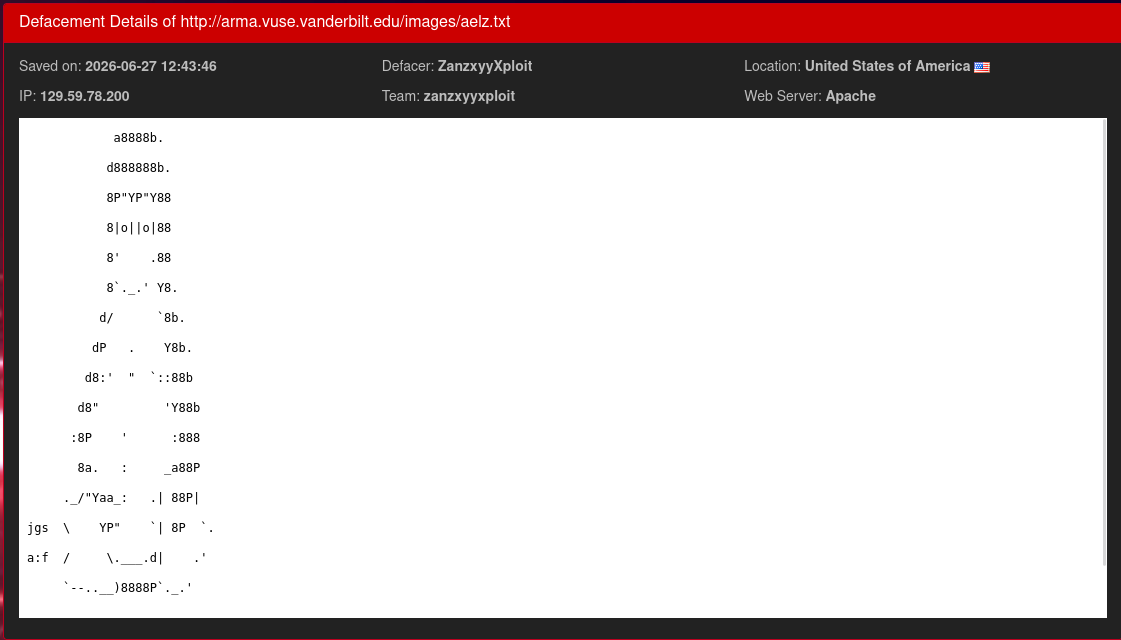 ZanzxyyXploit targets the website of Vanderbilt University-xLab 威胁情报