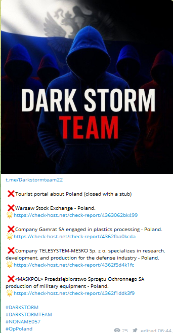Dark Storm Team targets the website of PSO Maskpol S.A.-xLab 威胁情报