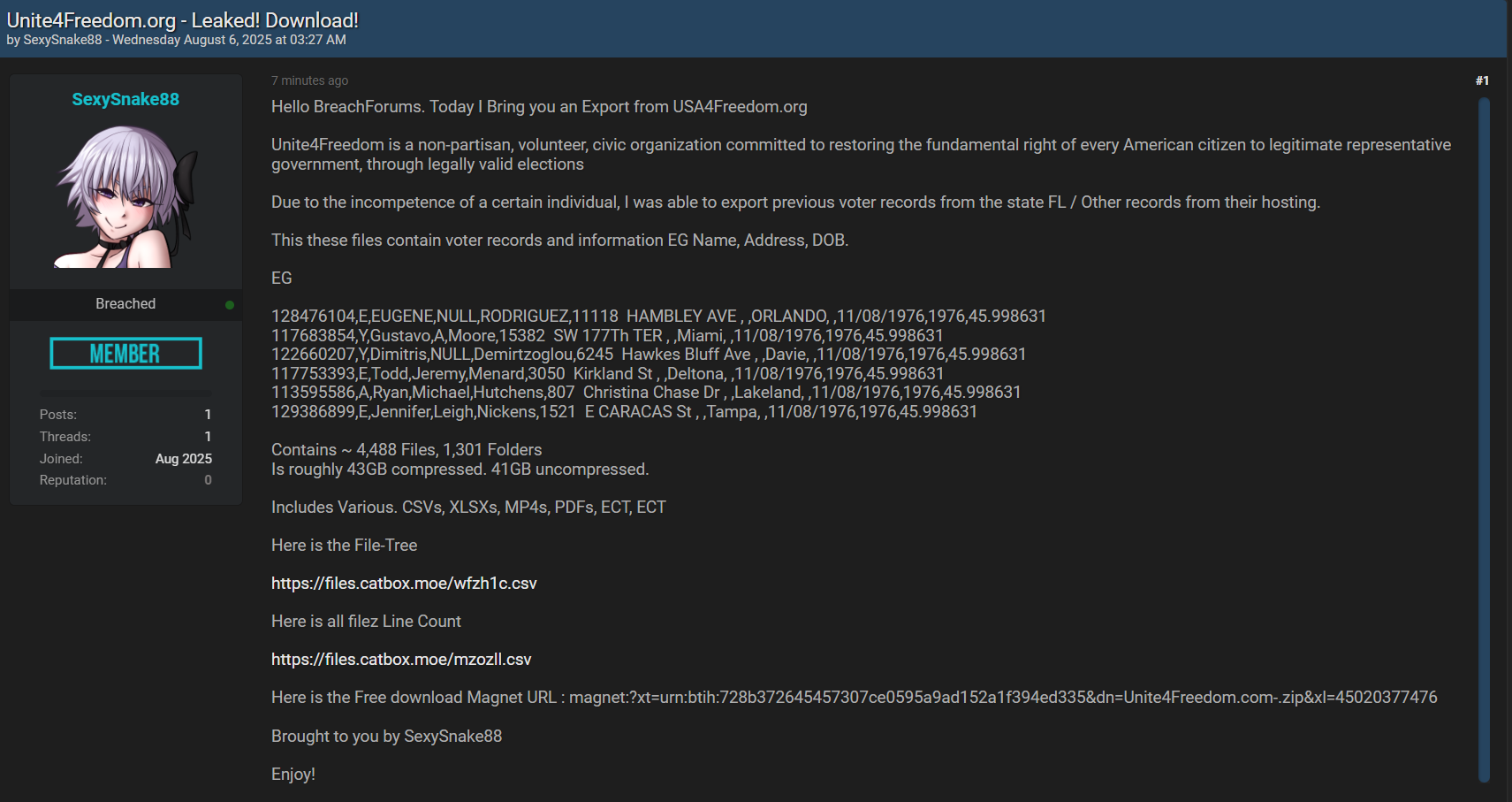 Unite4Freedom涉嫌数据出售-xLab 威胁情报