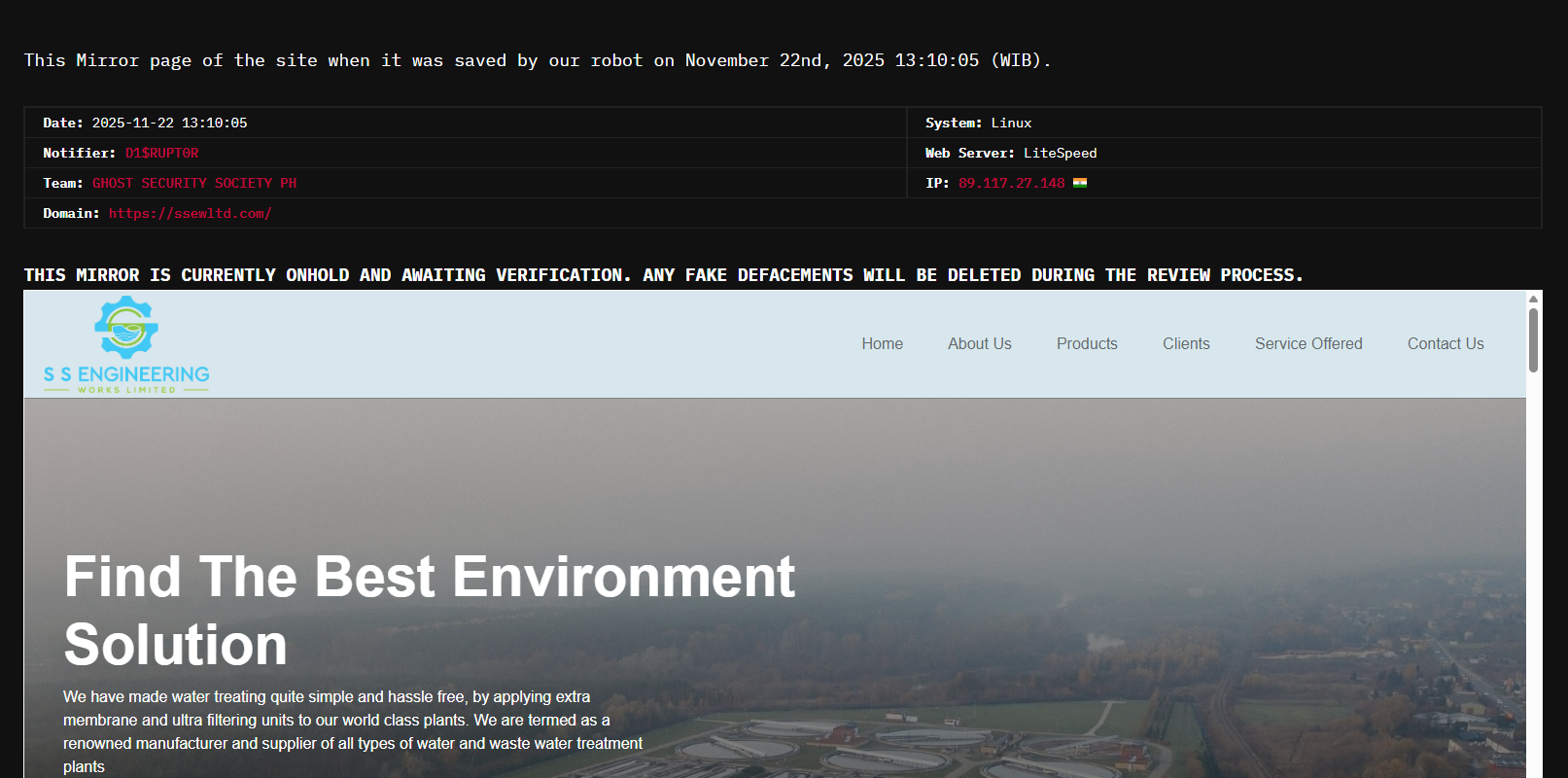 D1$RUPT0R针对S.S ENGINEERING WORKS LIMITED网站-xLab 威胁情报