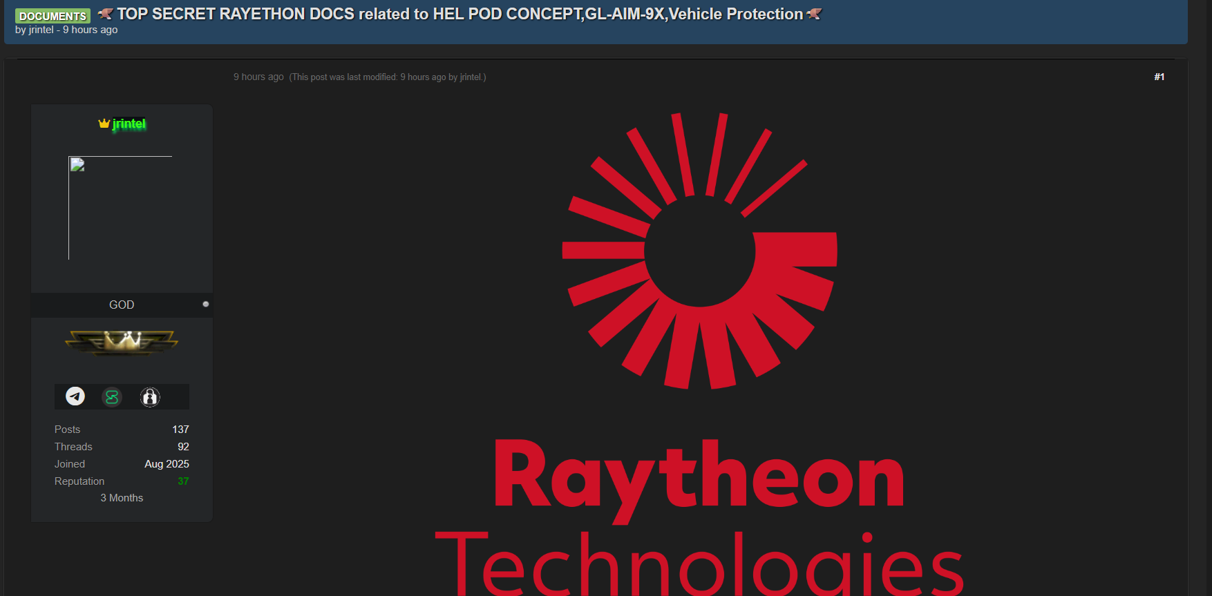 雷神公司涉嫌数据外泄-xLab 威胁情报