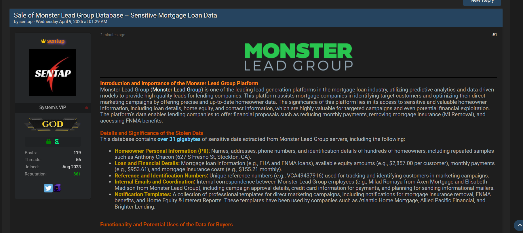 Monster Lead Group涉嫌数据出售-xLab 威胁情报