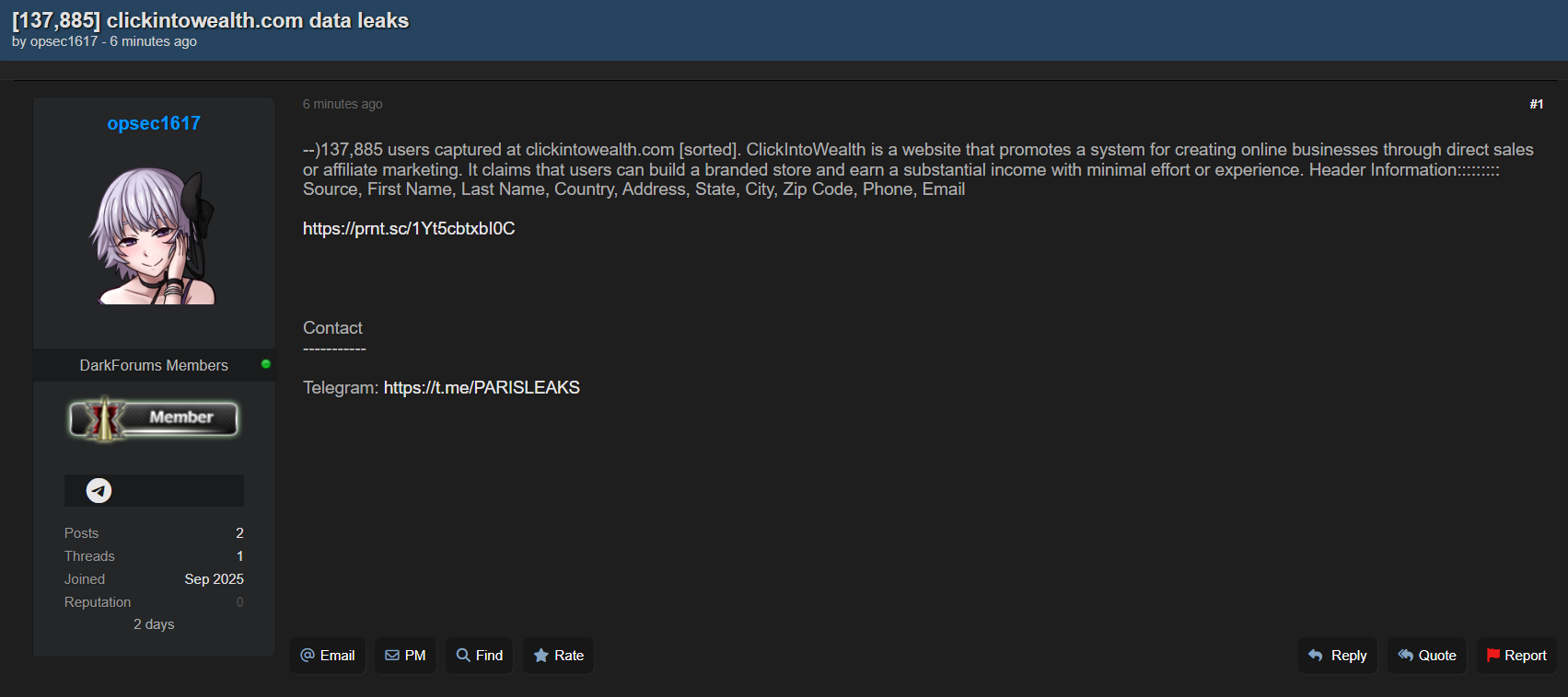 Click Into Wealth涉嫌数据外泄-xLab 威胁情报