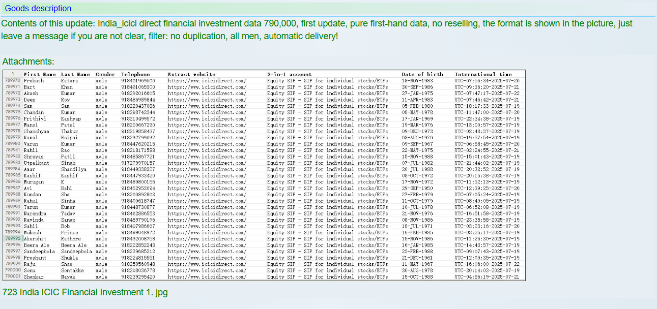 涉嫌出售ICICI Direct数据-xLab 威胁情报