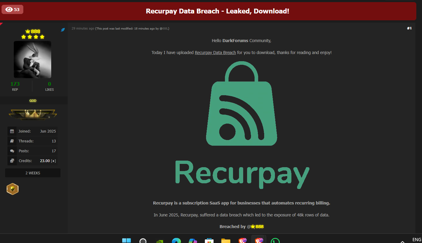 Recurpay涉嫌数据外泄-xLab 威胁情报