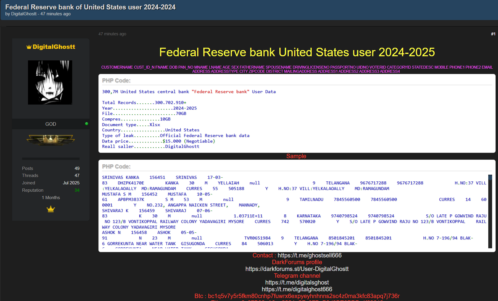 Federal储备银行涉嫌数据外泄-xLab 威胁情报