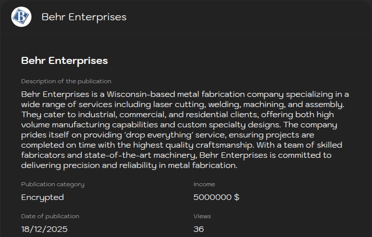 Behr Enterprises跌落victim Sinobi勒索软件-xLab 威胁情报