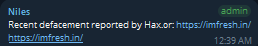 Hax.or targets the website of imfresh-xLab 威胁情报