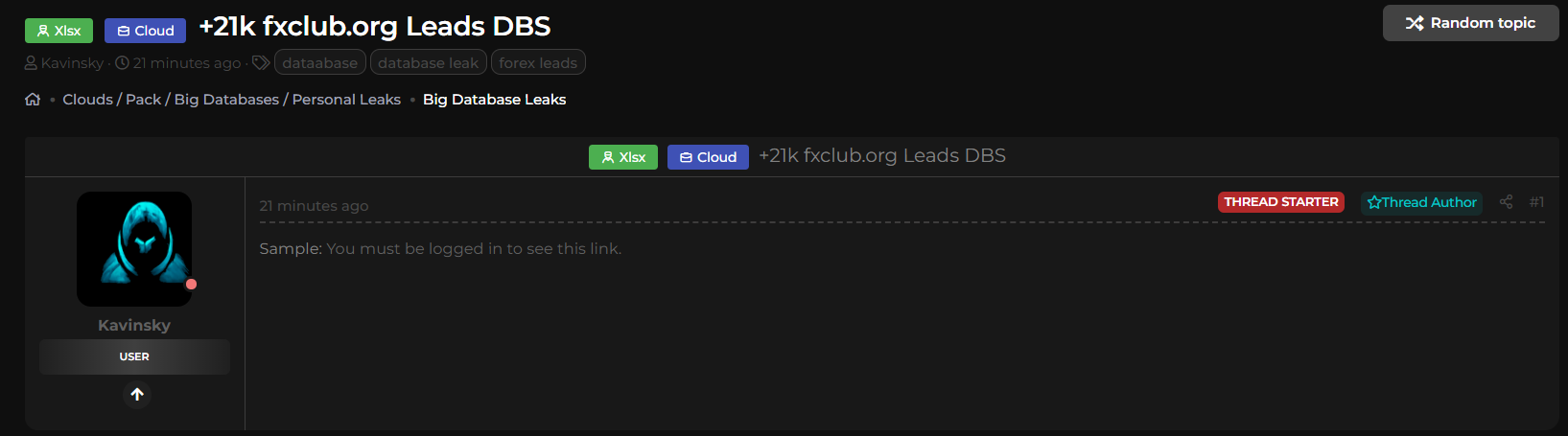 外汇俱乐部涉嫌数据库泄露-xLab 威胁情报