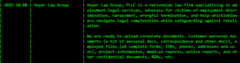 Hoyer Law Group、PLLC成为akira勒索软件的受害者-xLab 威胁情报