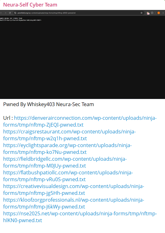 Neura Self Cyber Team targets the website of Fieldbridge Associates LLC-xLab 威胁情报