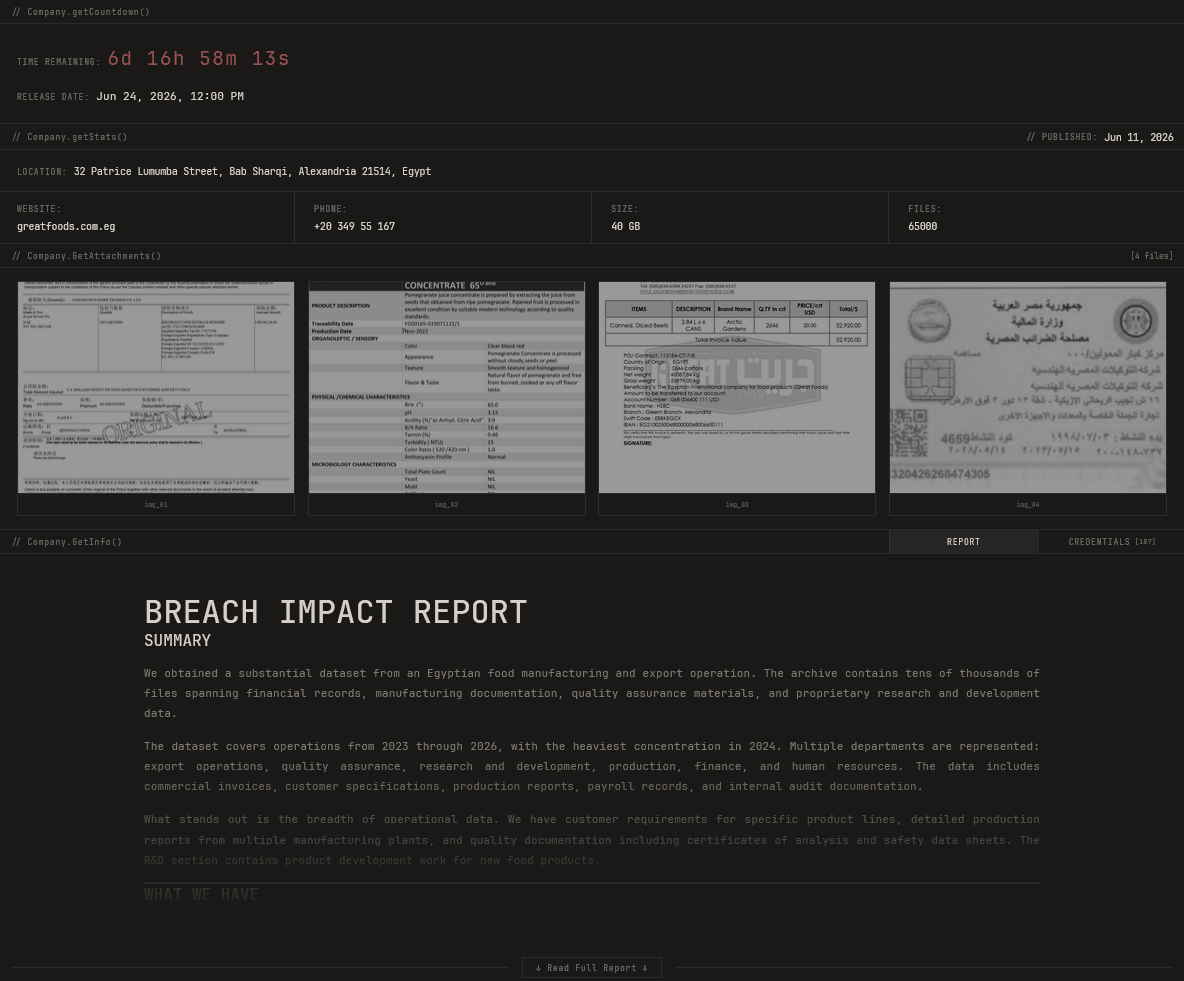 Great Foods, Inc. falls victim to LAMASHTU Ransomware-xLab 威胁情报