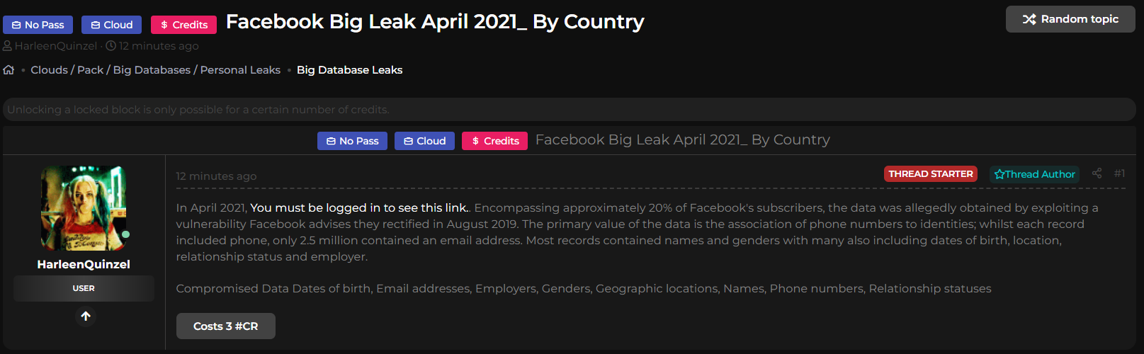 Facebook User数据涉嫌泄露-xLab 威胁情报