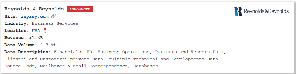 雷诺兹和雷诺兹公司成为PEAR勒索软件的受害者-xLab 威胁情报