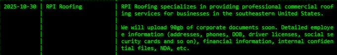 RPI Roofing成为akira勒索软件的受害者-xLab 威胁情报
