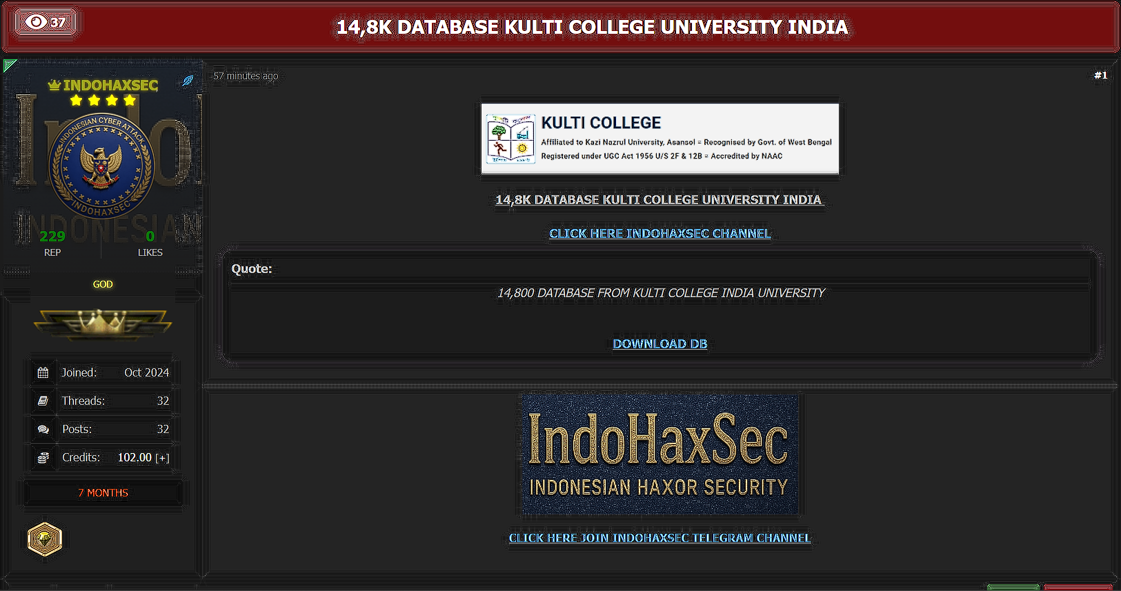 库尔蒂学院涉嫌数据外泄-xLab 威胁情报
