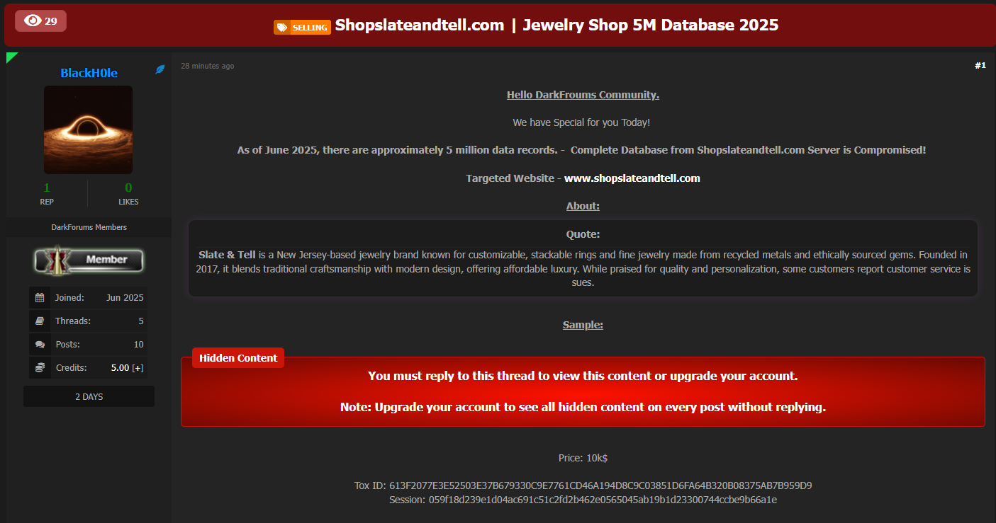 涉嫌出售Slate&Tell数据库-xLab 威胁情报