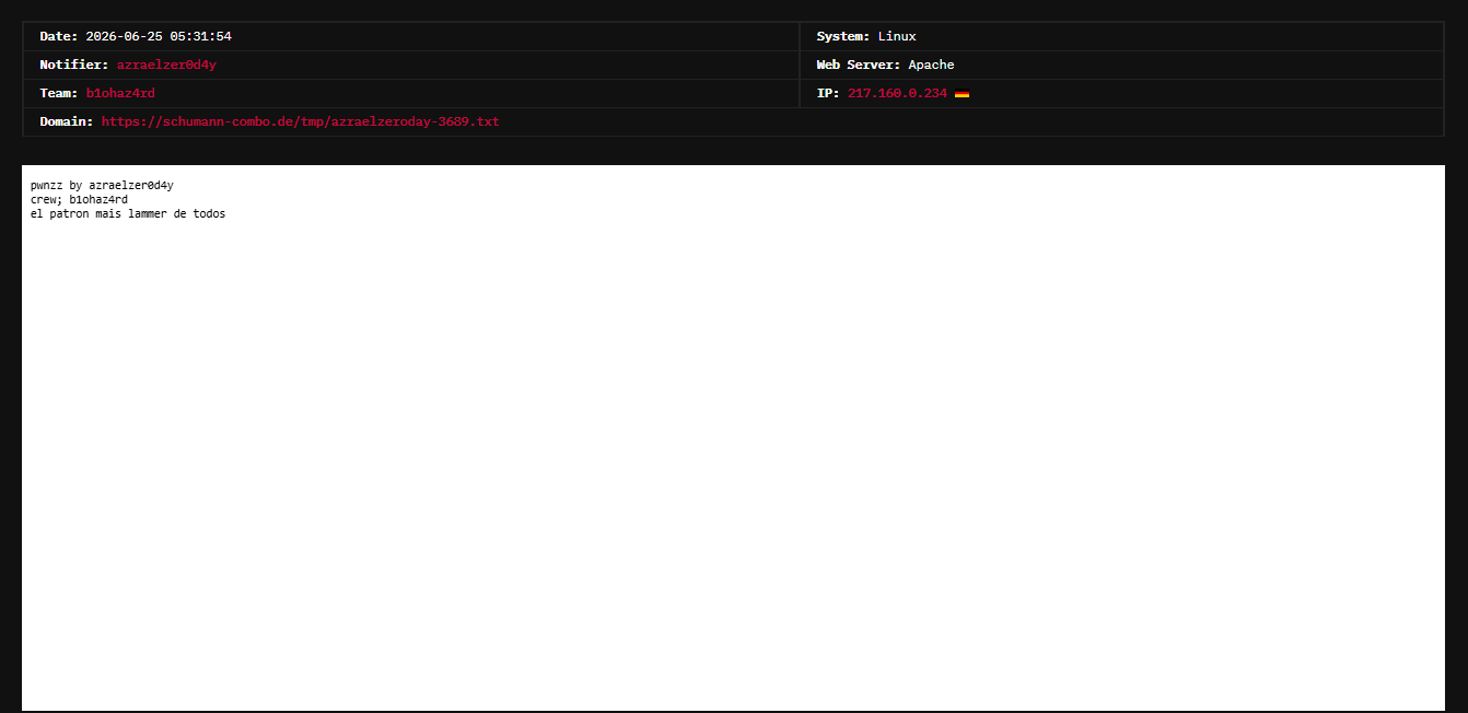 azraelzer0d4y targets the website of Schumann Combo-xLab 威胁情报
