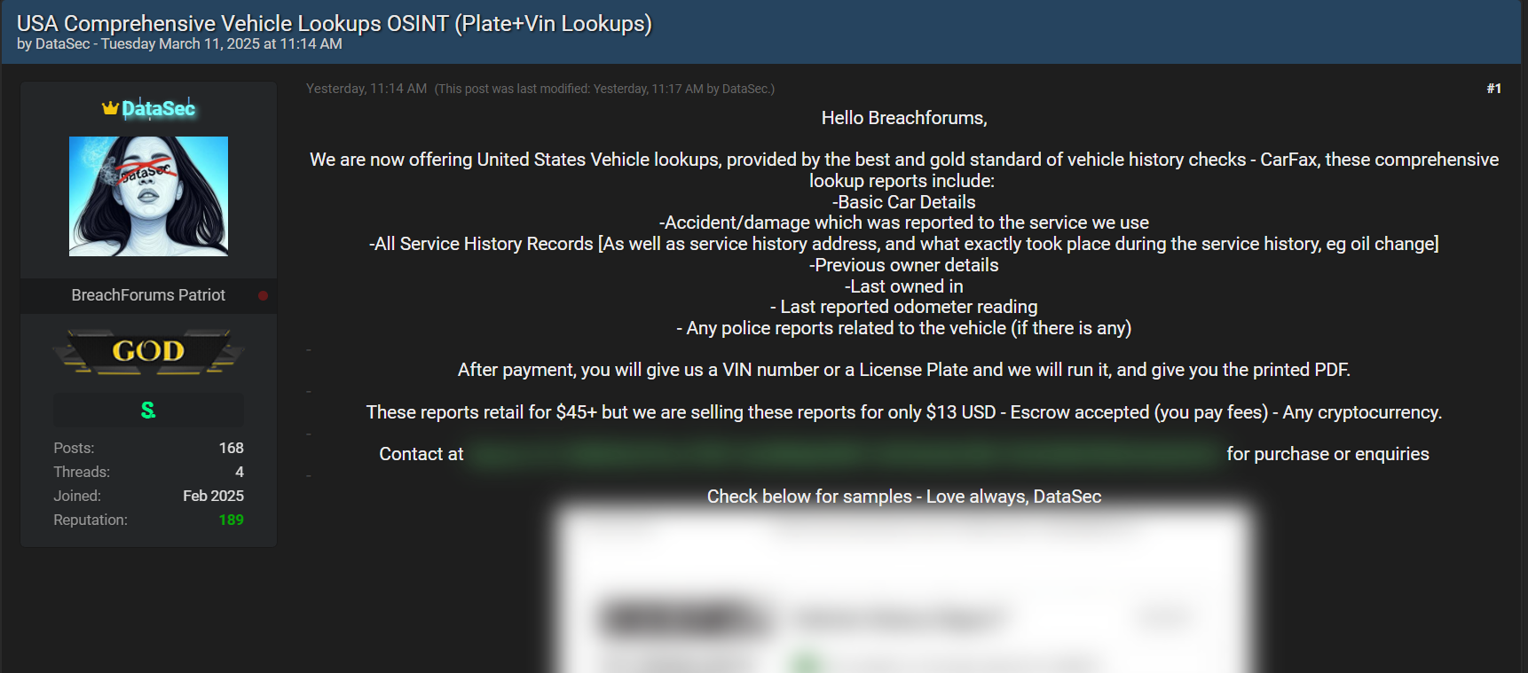 涉嫌使用CarFax销售美国车辆查找服务-xLab 威胁情报