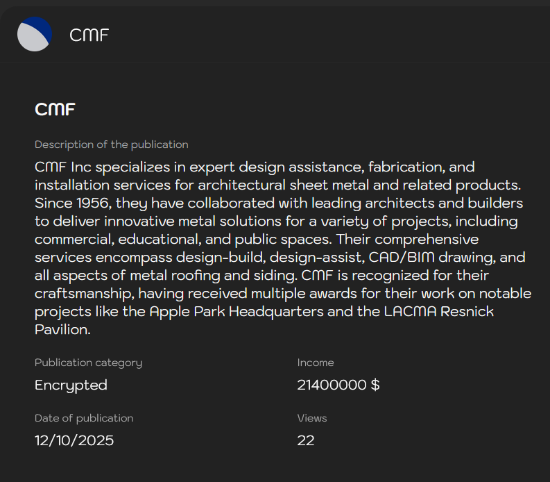 CMF Inc.成为Sinobi勒索软件的受害者-xLab 威胁情报