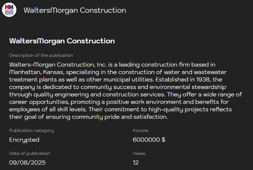 Inc.沃尔特斯-Morgan建筑公司成为Sinobi勒索软件的受害者-xLab 威胁情报