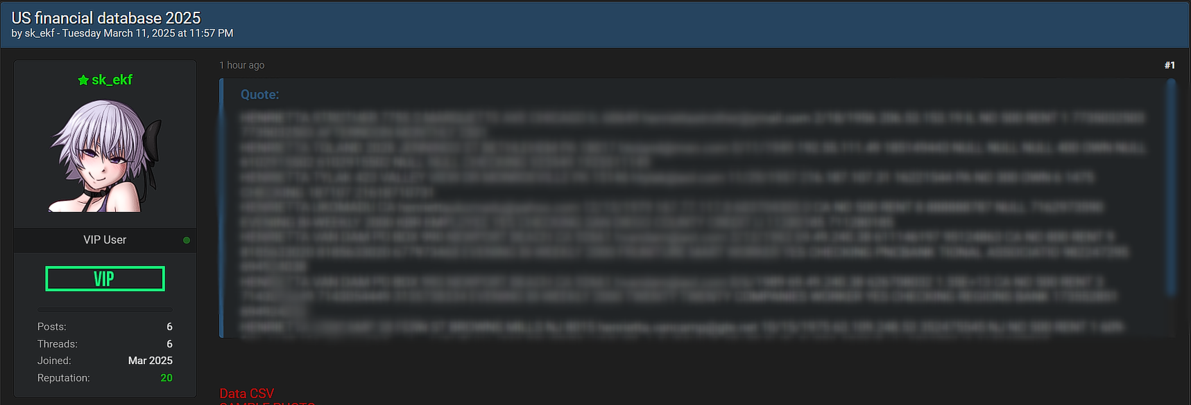 涉嫌在美国出售unidentified金融数据库数据-xLab 威胁情报