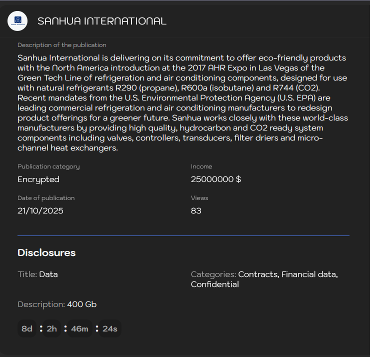 三花国际美国成为Sinobi勒索软件的受害者-xLab 威胁情报