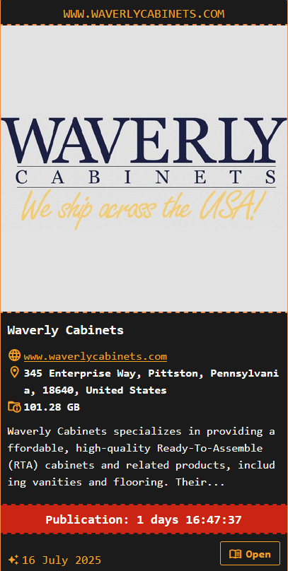 Waverly Cabinets成为Dragonforce勒索软件的受害者-xLab 威胁情报
