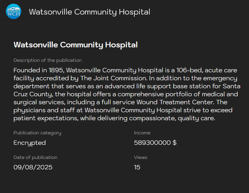 沃森维尔社区医院成为Sinobi勒索软件的受害者-xLab 威胁情报