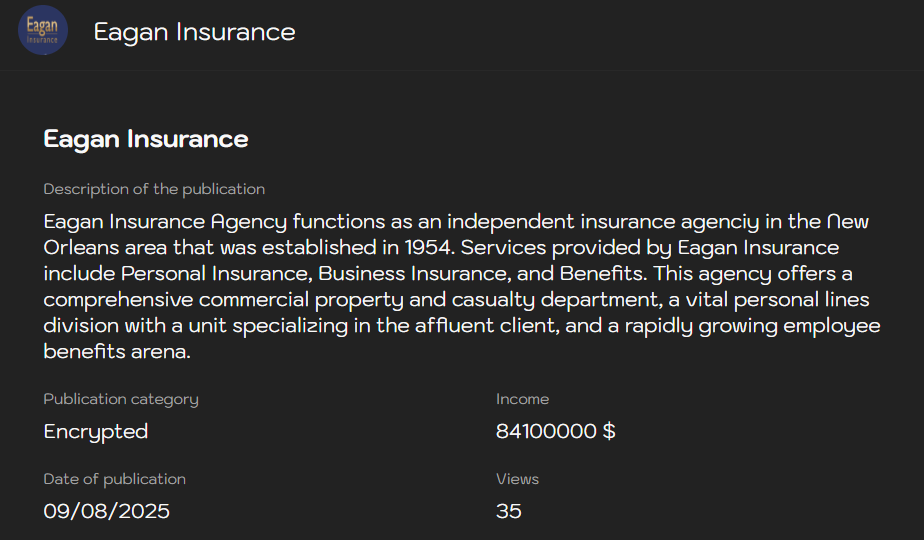 伊根·Insurance成为Sinobi勒索软件的受害者-xLab 威胁情报