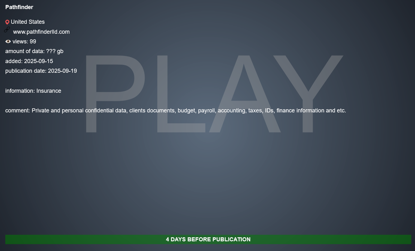 探路者/LL&D Insurance集团成为PLAY勒索软件的受害者-xLab 威胁情报