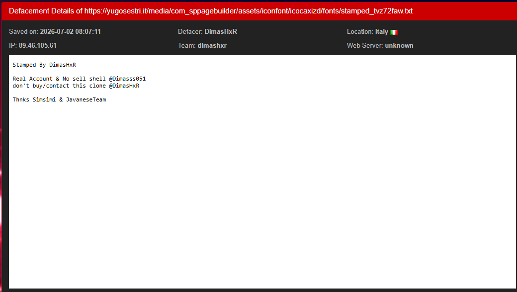 DimasHxR targets the website of Yugo Sushi Experience-xLab 威胁情报