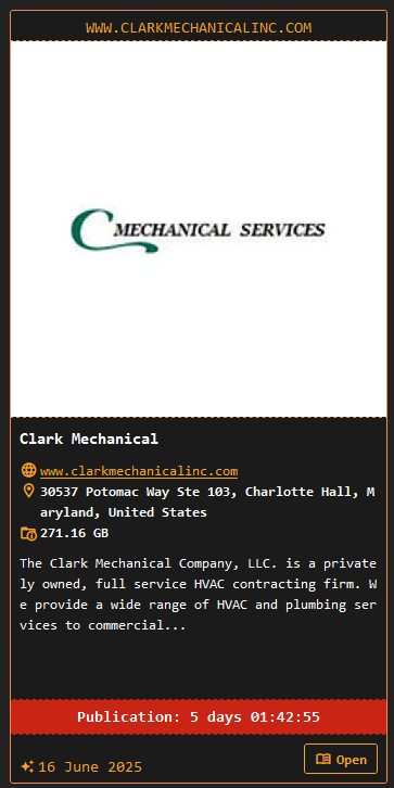 INC.Clark Mechanical Services成为DragonForce勒索软件的受害者-xLab 威胁情报