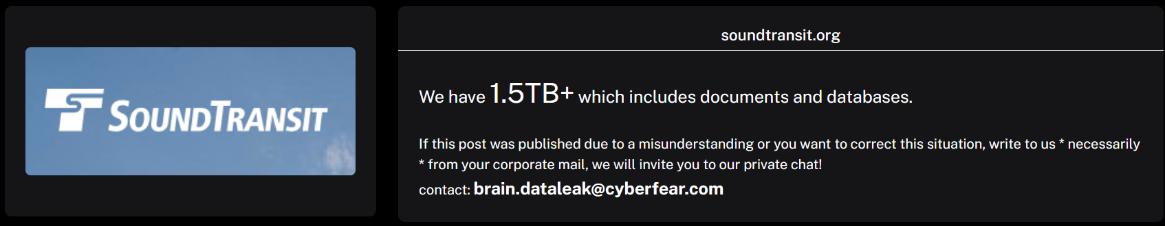 普吉特湾中部地区交通管理局成为Brain Cipher勒索软件的受害者-xLab 威胁情报