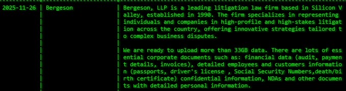 Bergeson,LLP成为Akira勒索软件的受害者-xLab 威胁情报