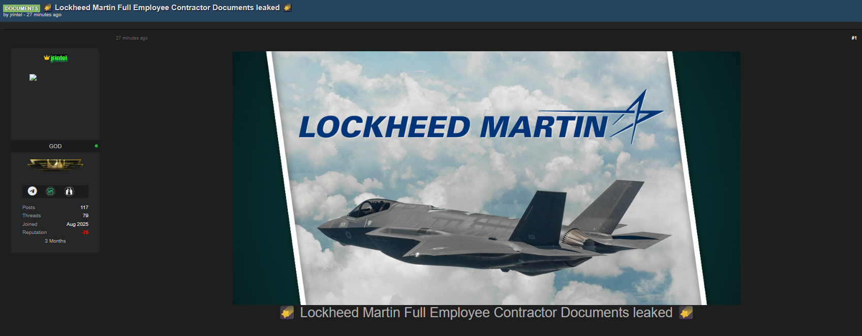 涉嫌出售洛克希德·马丁公司敏感文件-xLab 威胁情报