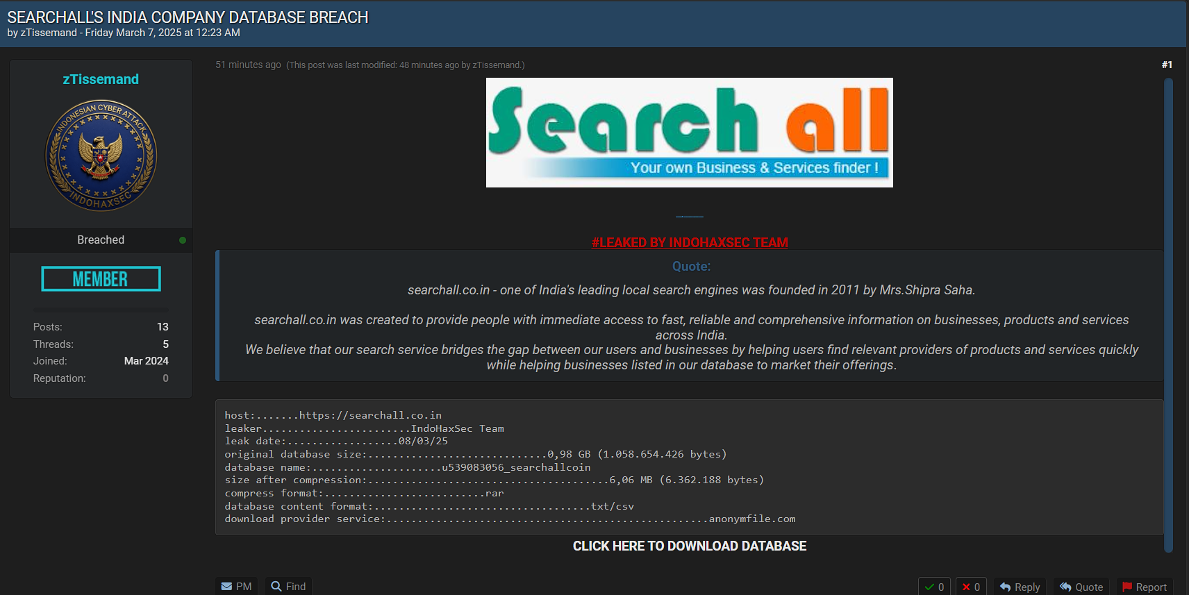 Search All涉嫌数据泄露-xLab 威胁情报