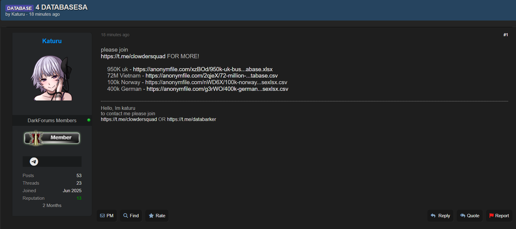 多国个人记录涉嫌数据库泄露-xLab 威胁情报